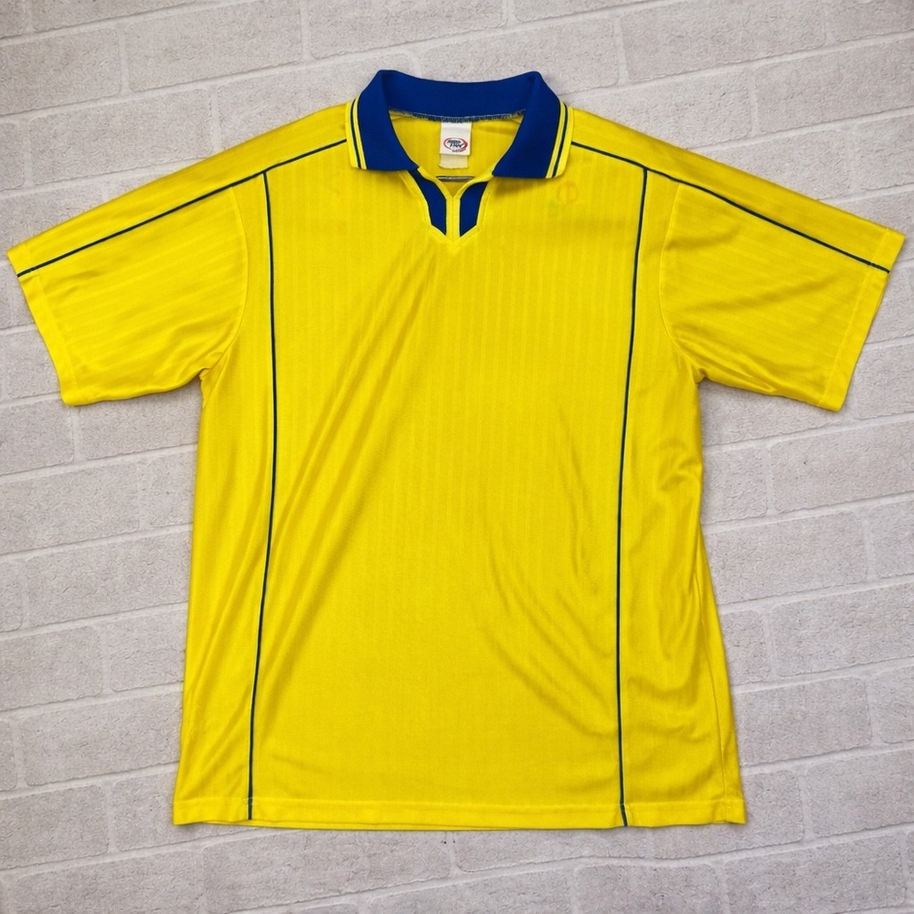 High Five Sportswear Jersey Mens Large Yellow‎ Blue Soccer Athletic 90's Vintage